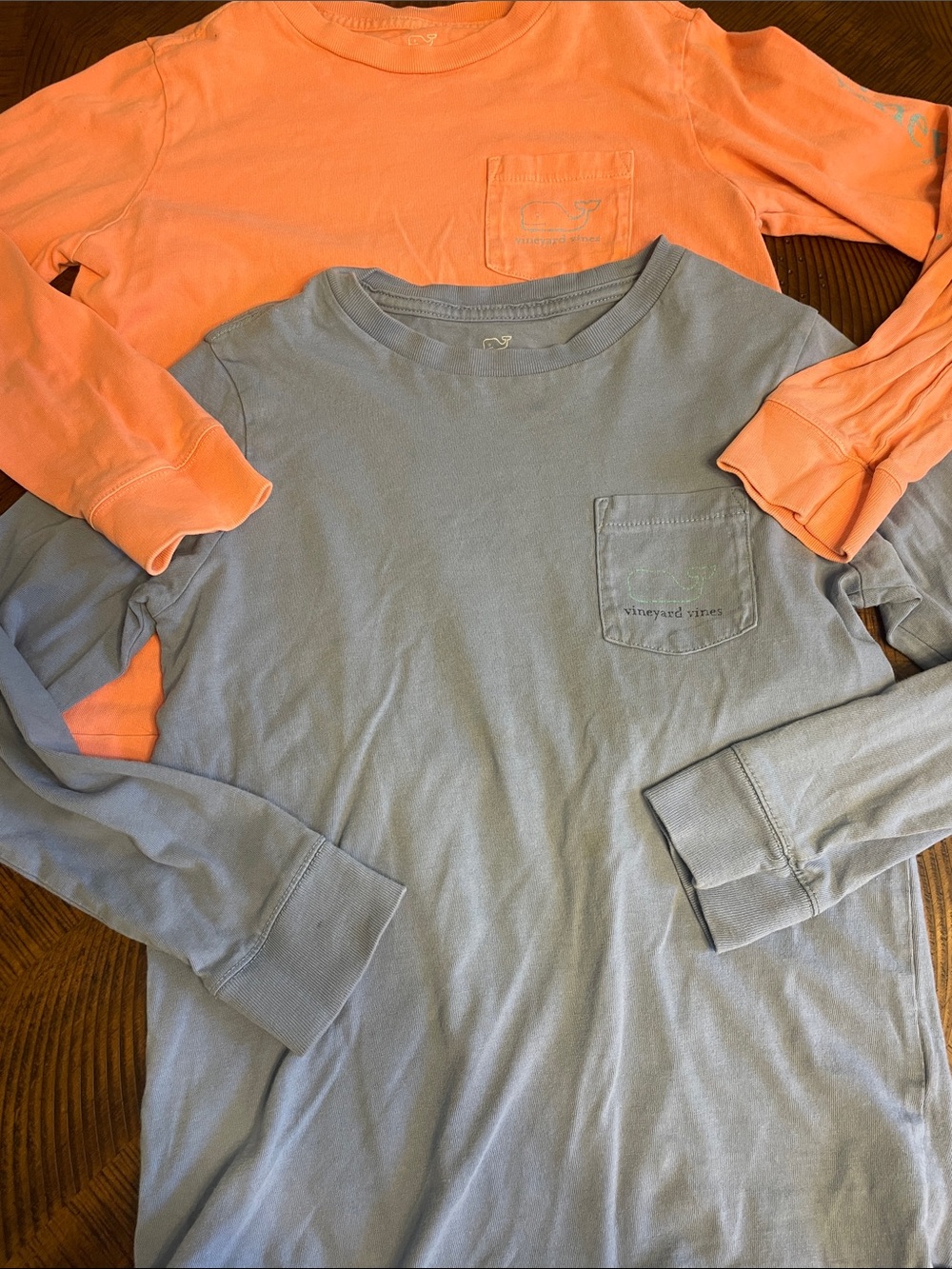 Vineyard Vines Layered Long Sleeve Tee in Coral and Light Blue